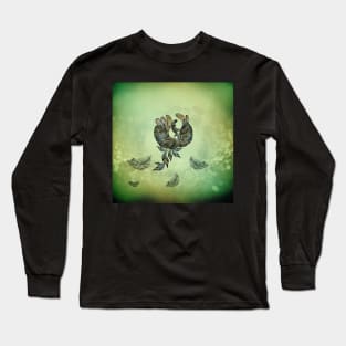 Elegant peacock in green colors. Long Sleeve T-Shirt